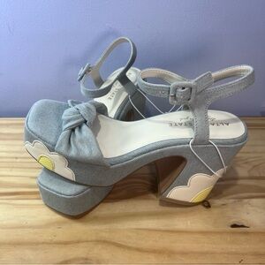 Altar'd State Blossom Denim Chunky Heel Platform Sandals - Size 8 NWT